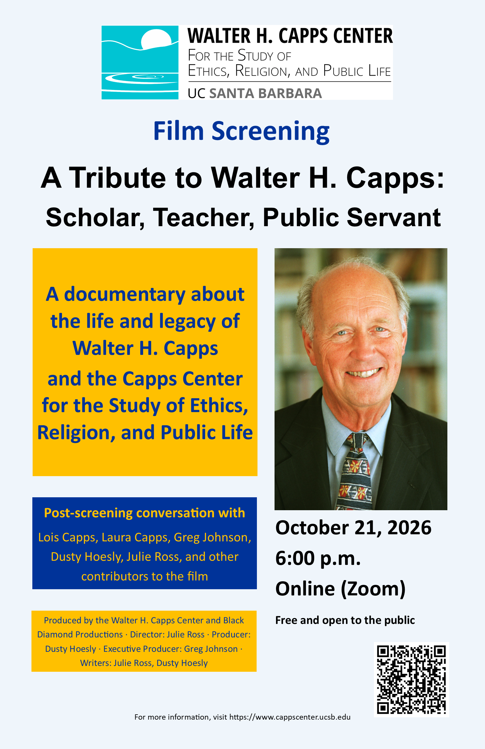 walter capps film screening flier