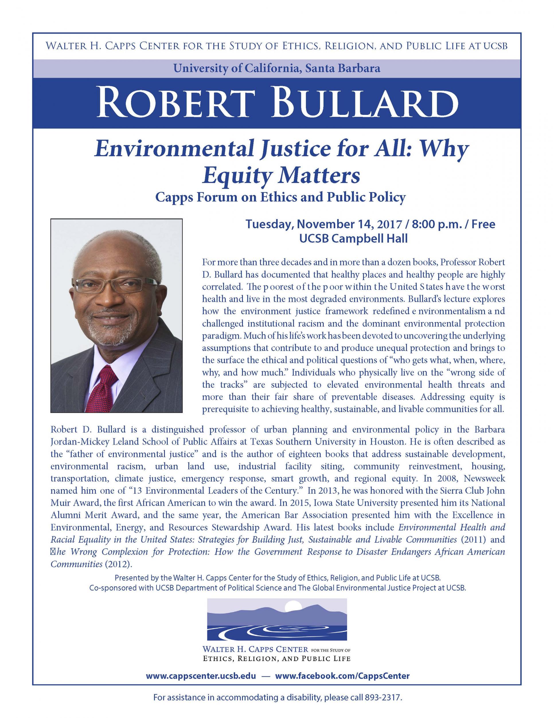 Environmental Justice for All: Why Equity Matters with Robert Bullard Event Image