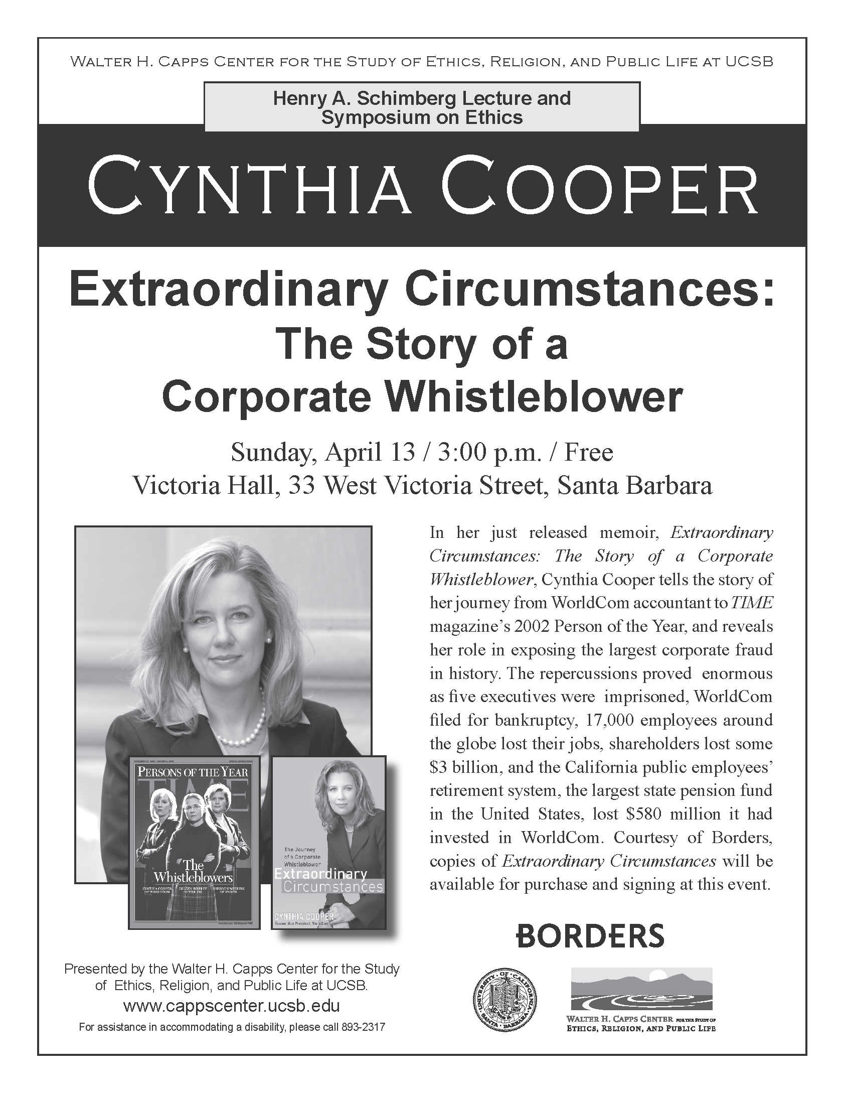 Extraordinary Circumstances: The Journey of a Corporate Whistleblower, with Cynthia Cooper Event Image