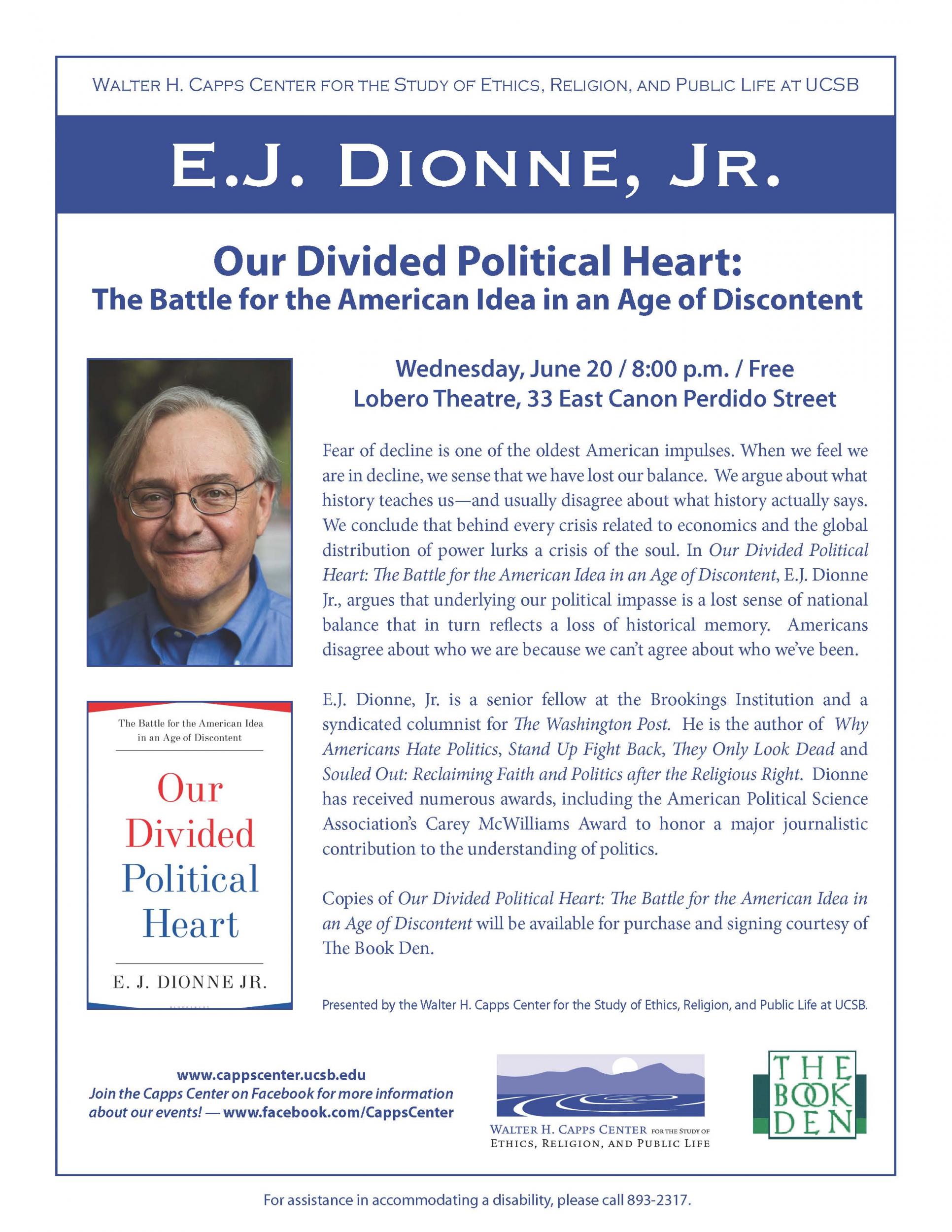 Our Divided Political Heart: The Battle for the American Idea in an Age of Discontent Event Image