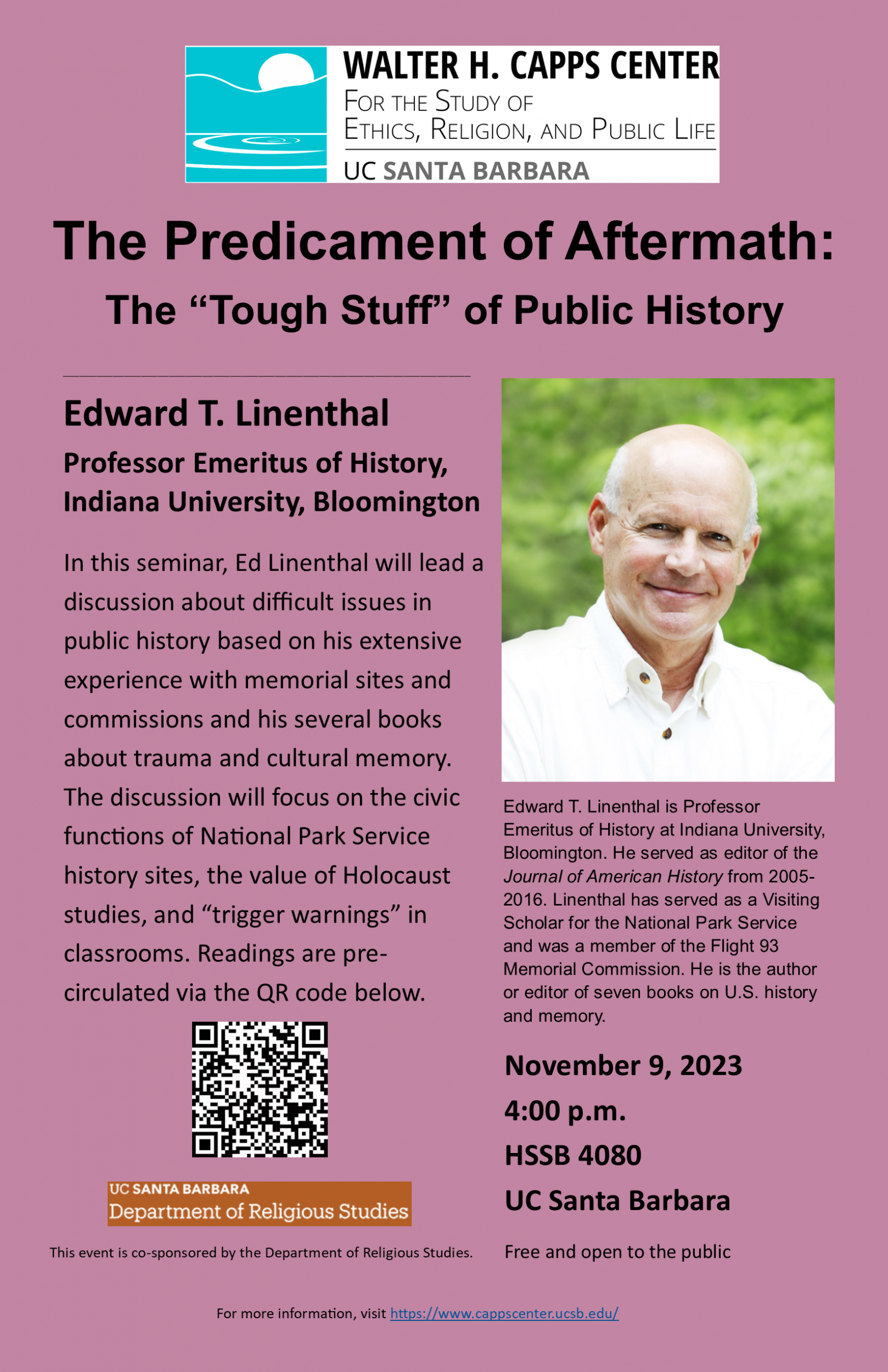 The Predicament of Aftermath: The "Tough Stuff" of Public History, with Ed Linenthal Event Image