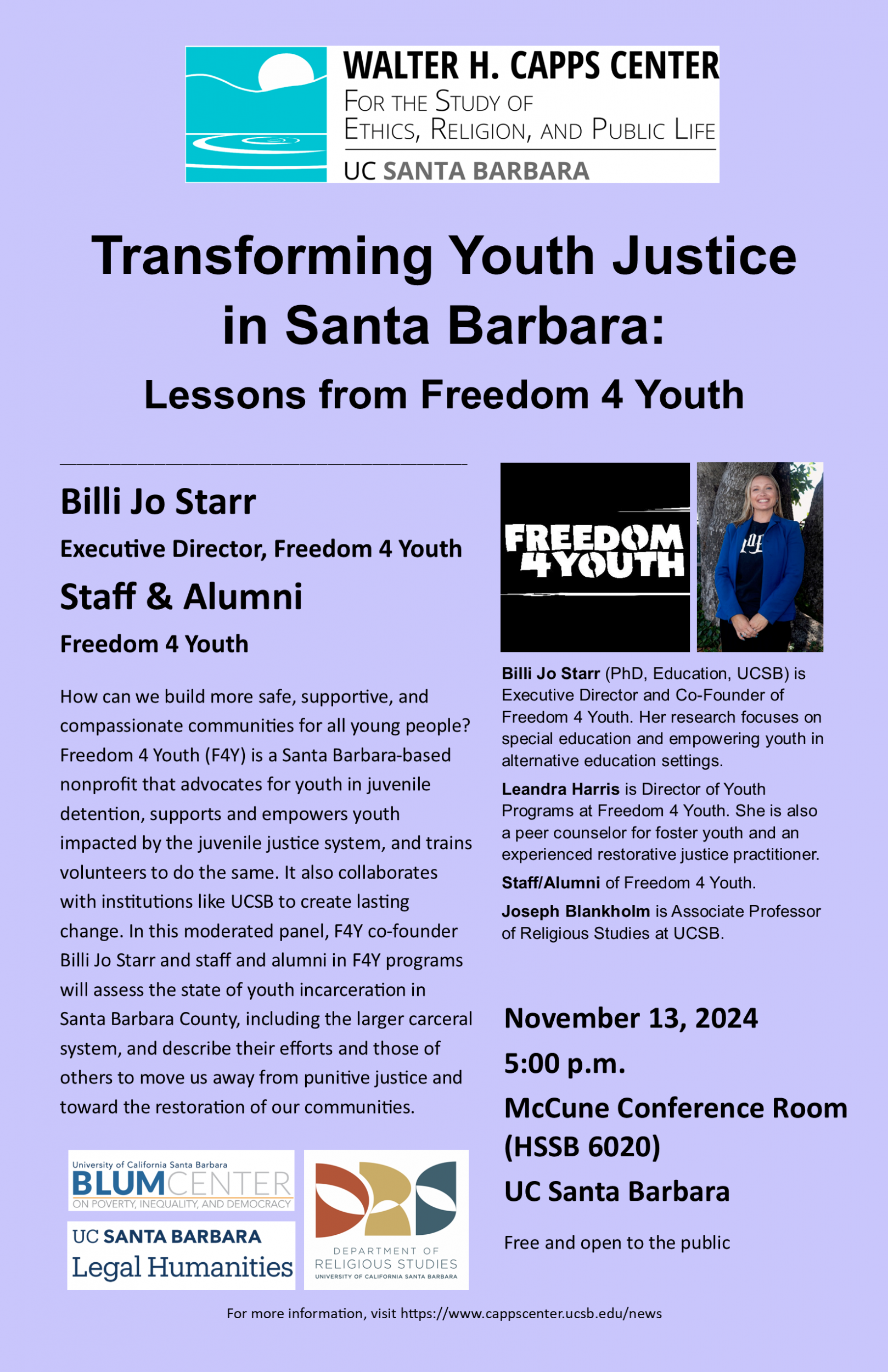 Transforming Youth Justice in Santa Barbara: Lessons from Freedom 4 Youth Event Image