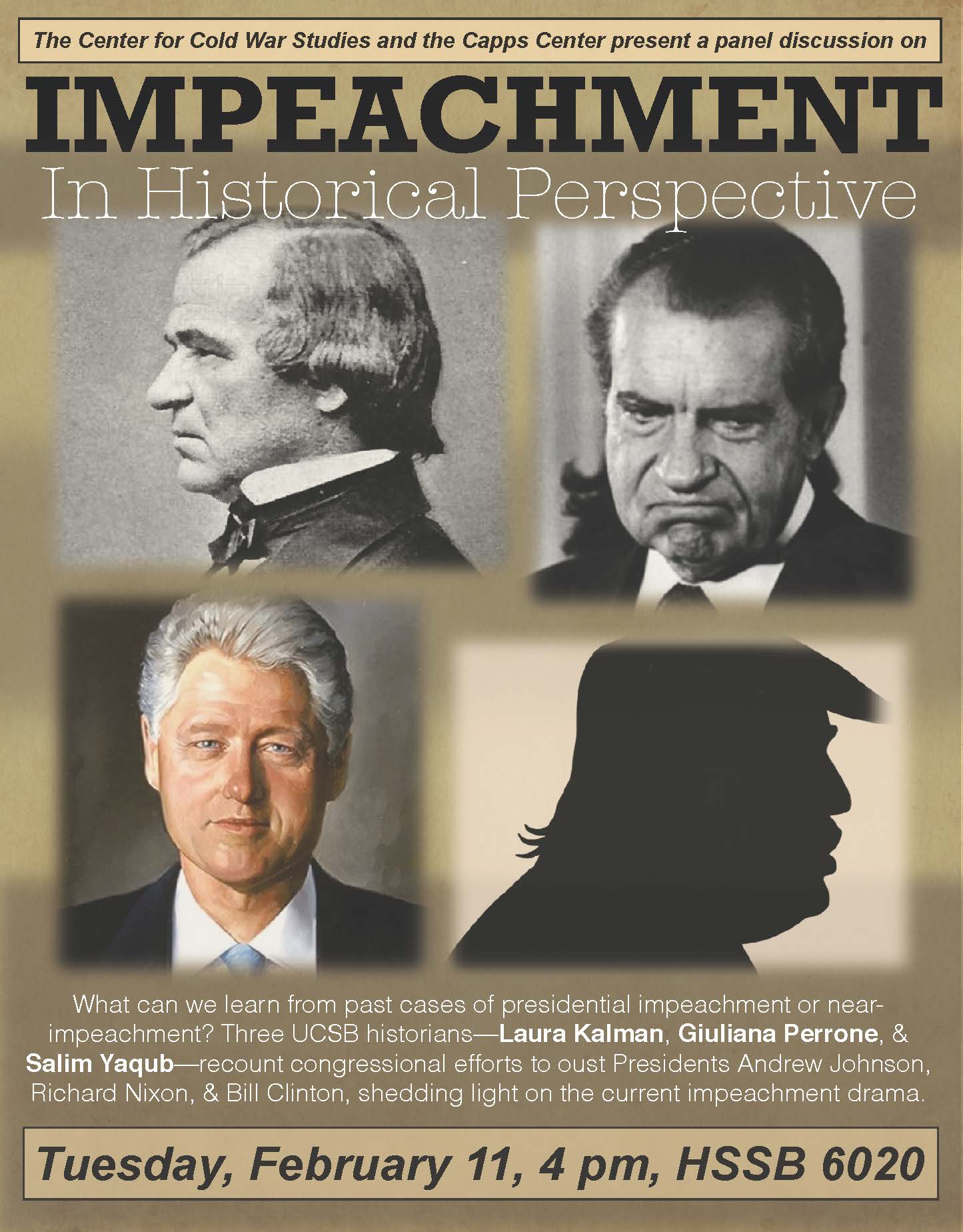 Impeachment in Historical Perspective, with Laura Kalman, Guiliana Perrone, and Salim Yaqub Event Image