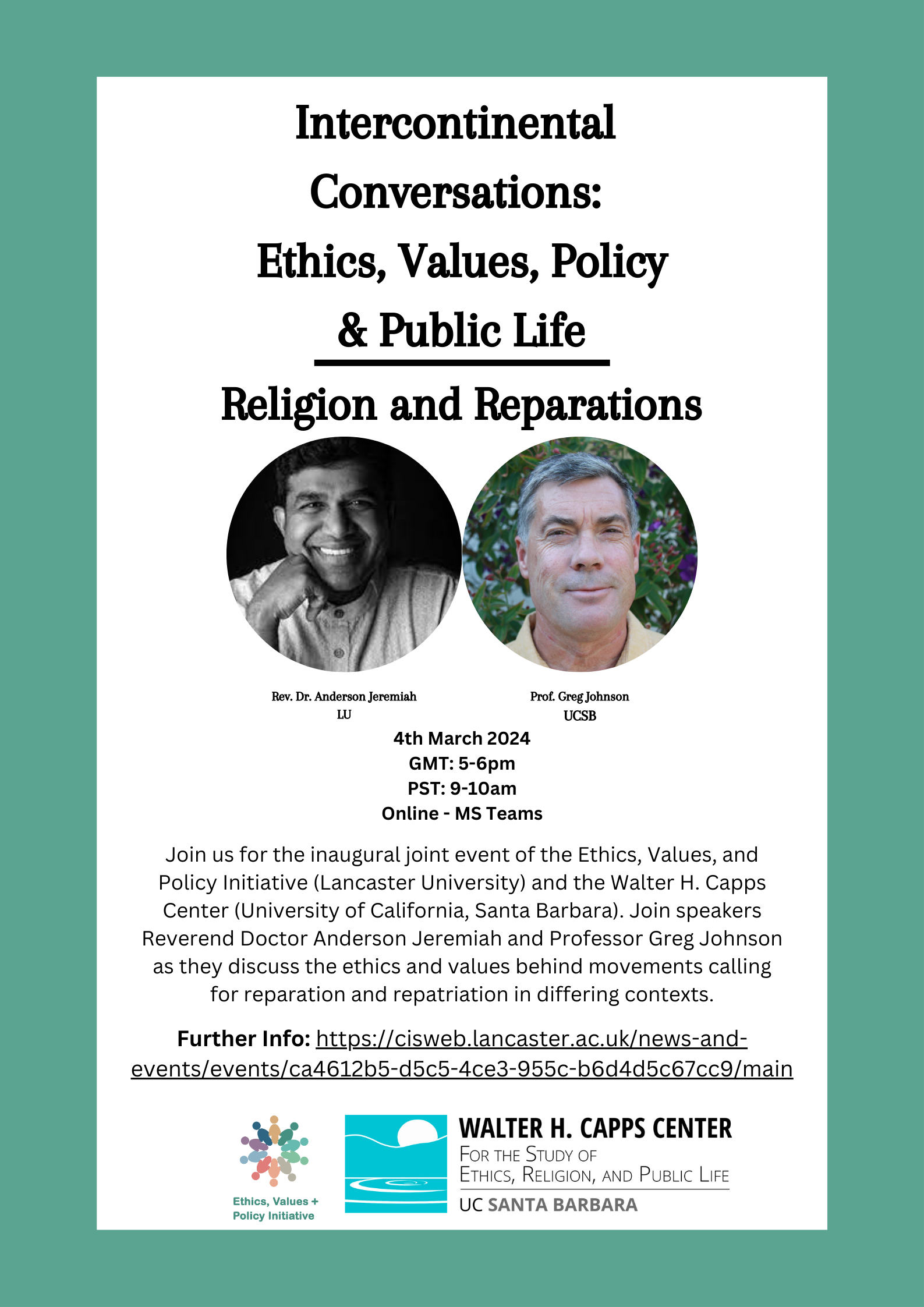 Intercontinental Conversations: Religion and Reparations, with Anderson Jeremiah and Greg Johnson Event Image