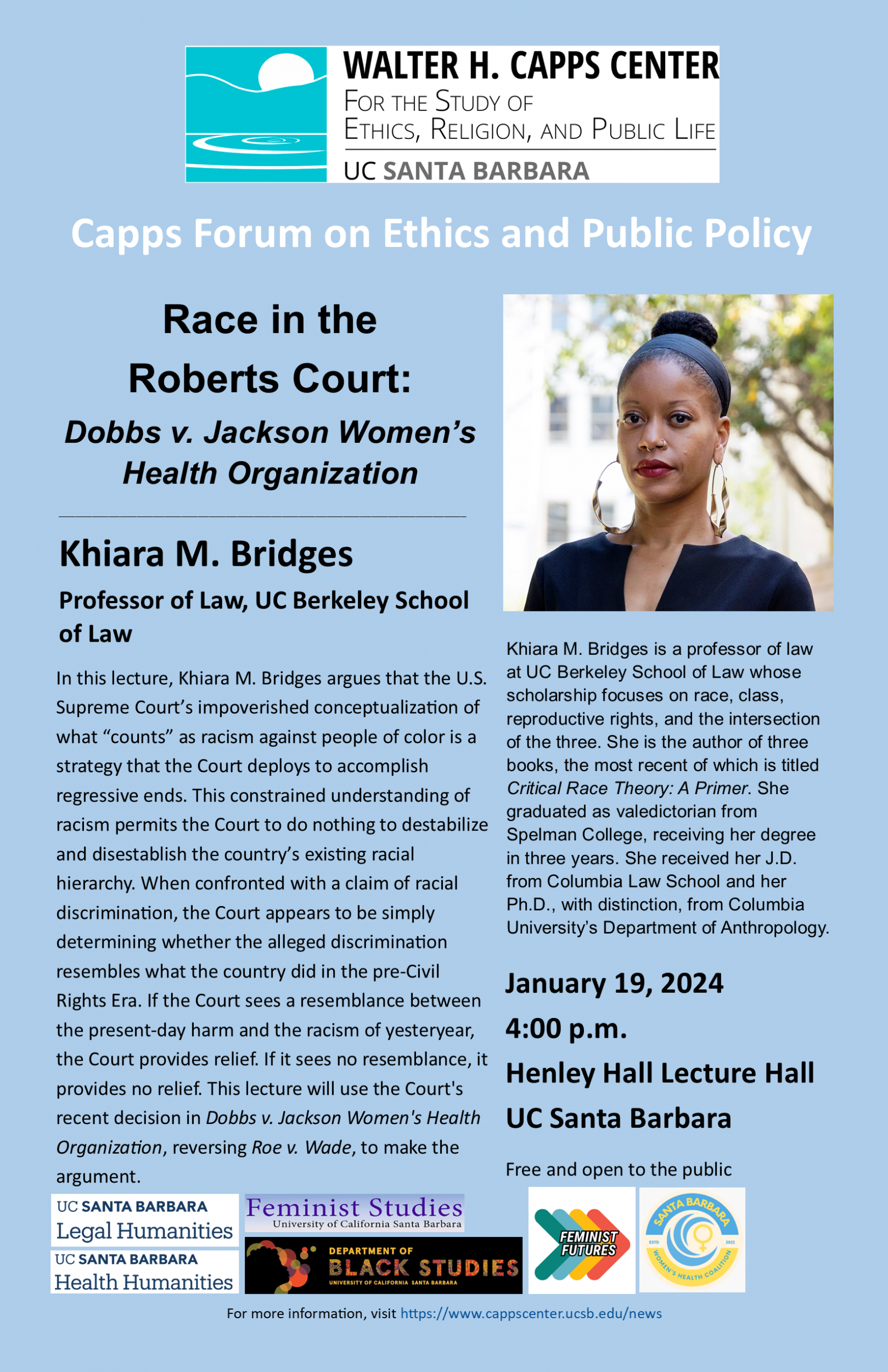 Race in the Roberts Court: Dobbs v. Jackson Women’s Health Organization, with Khiara M. Bridges Event Image