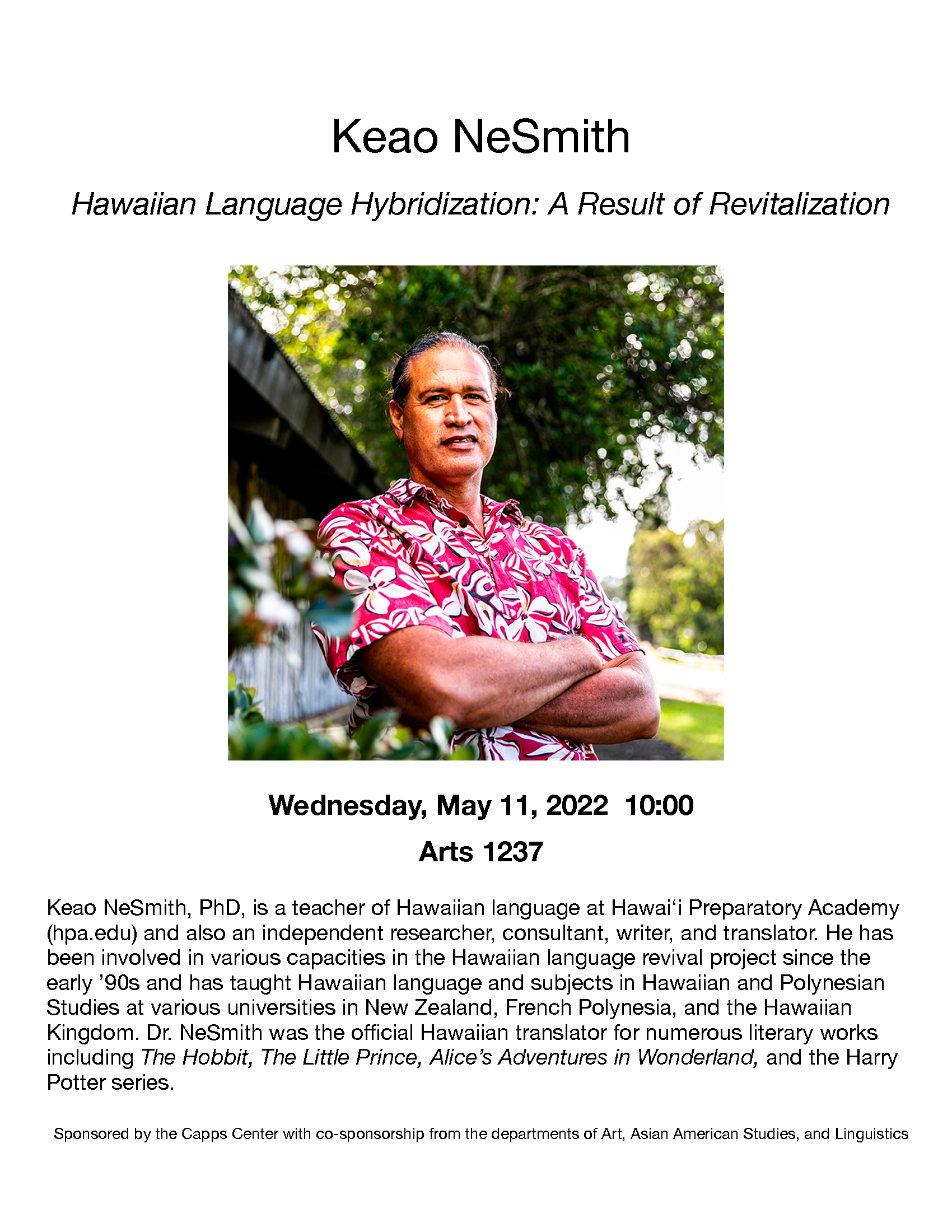 Hawaiian Language Hybridization: A Result of Revitalization, with Keao NeSmith Event Image