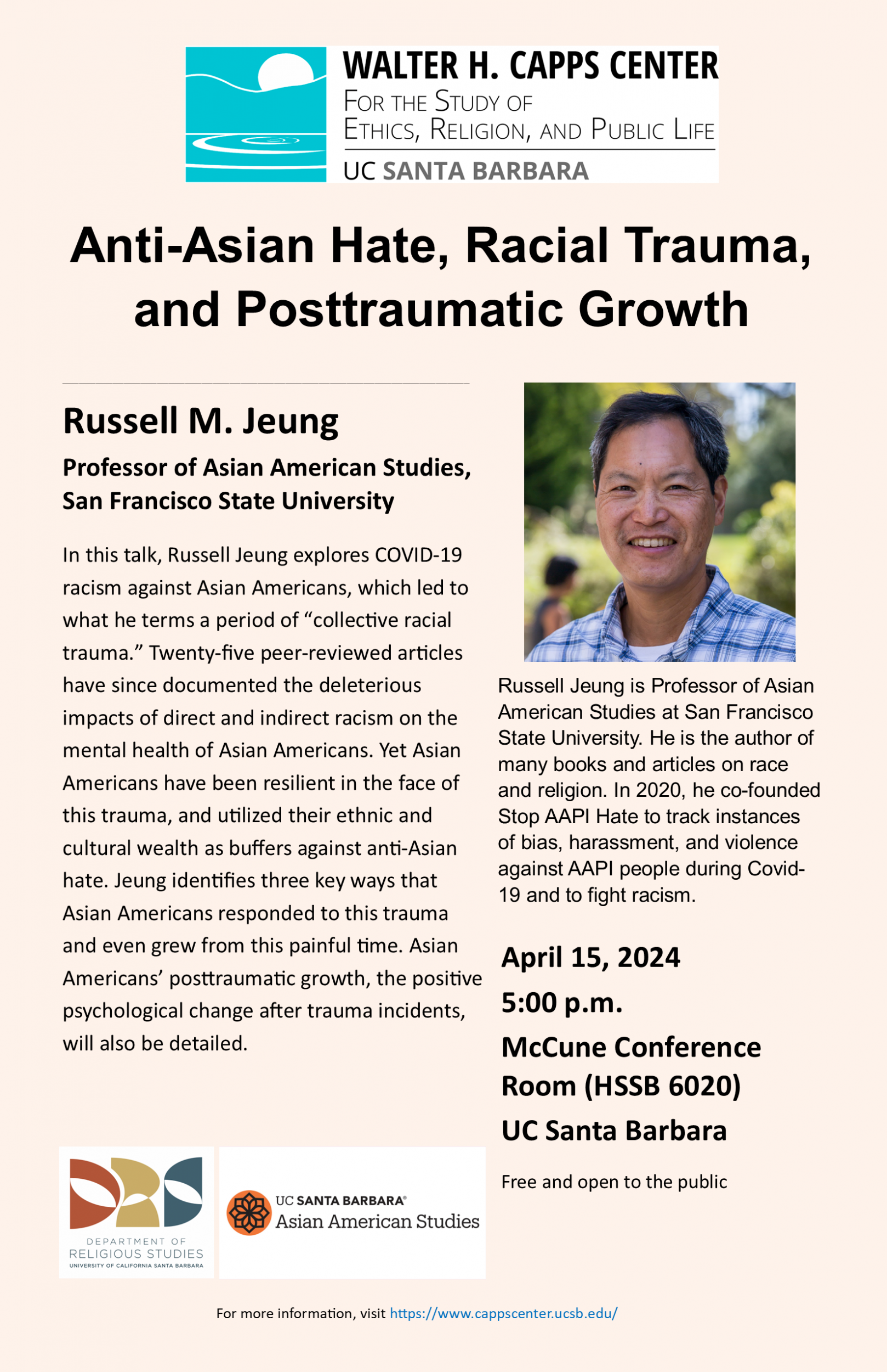 Anti-Asian Hate, Racial Trauma, and Posttraumatic Growth, with Russell M. Jeung Event Image