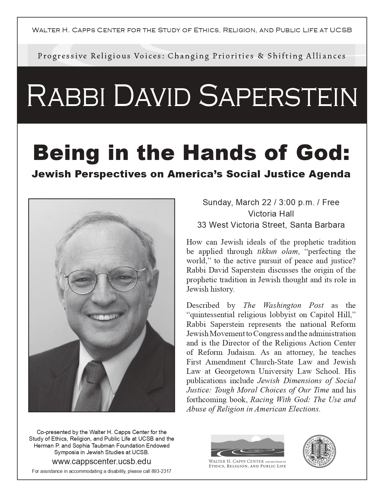 Being the Hands of God: Jewish Perspectives on America’s Social Justice Agenda Event Image