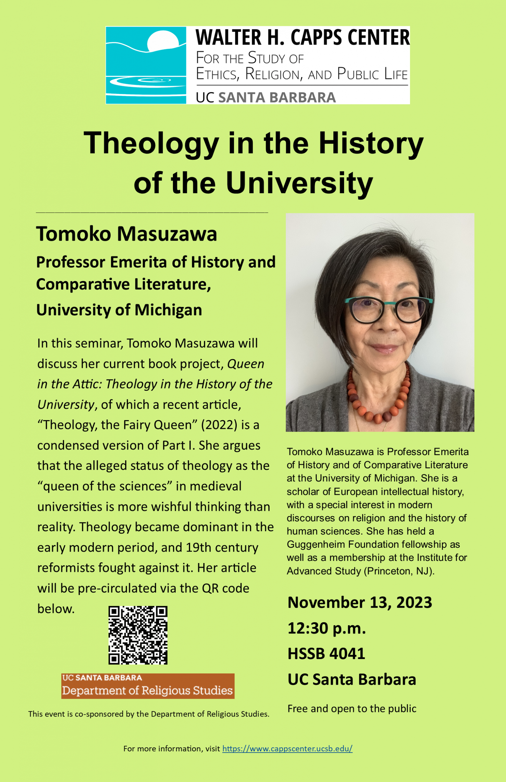 Theology in the History of the University, with Tomoko Masuzawa Event Image