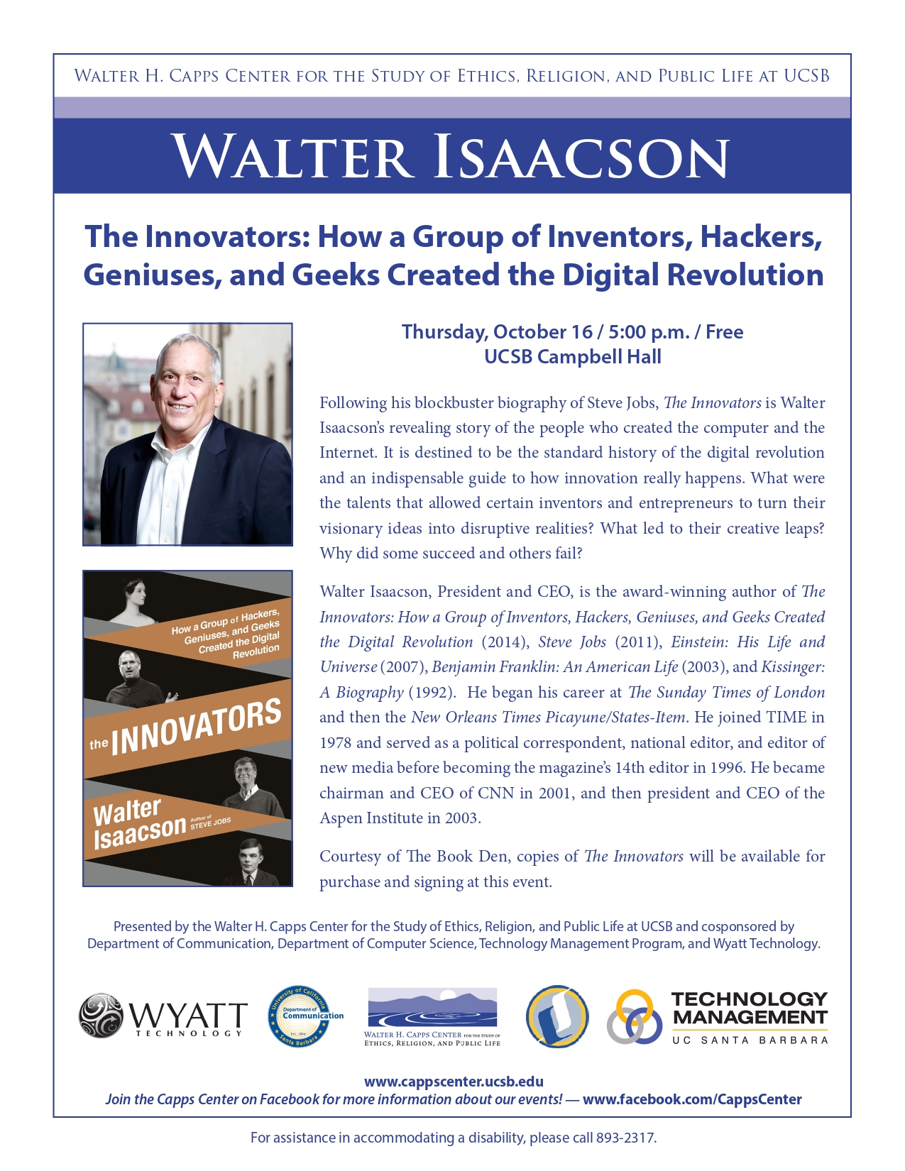 The Innovators: How a Group of Inventors, Hackers, Geniuses, and Geeks Created the Digital Revolution Event Image